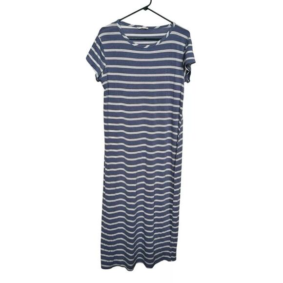 Forever Rose Couture Stretchy 1X Maxi Dress Short Sleeve Blue White Stripe XL - Picture 1 of 10